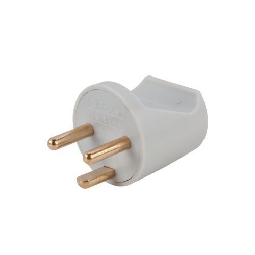 Plugue Redondo Com Terra - Cinza